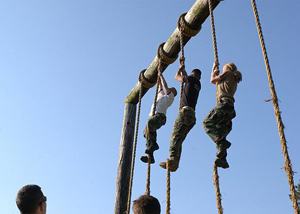 rope climbing at annapolis's obstacle course