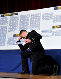 アナポリス米国海軍兵学校の乗艦選定式の候補生