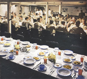 USSヨークタウンの士官食堂再現展示